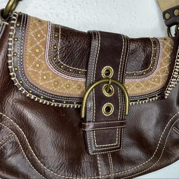 VTG COACH BOHO 90 Y2k Leather & Suede Brown Soho flap 10479  VERY RARE Bag - Picture 4 of 13